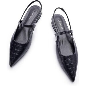 C. Paravano Pointed Toe Crozzling Slingback Flats (Freya) Women's Mary Jane NWT